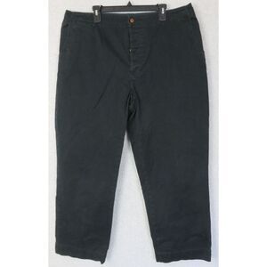 Mens Polo Ralph Lauren‎ Black Flat Front Chino Khaki Pants Dress Casual 42/32